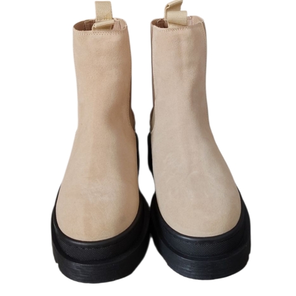 Scotch & Soda Suede Aubri Beige Womens Chelsea Boots Black Sole NEW - Picture 7 of 7